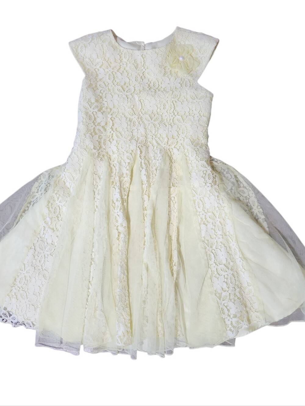 Jona Michelle Dress Size 8 Yellow Lace Sleeveless Long Fit and Flare
